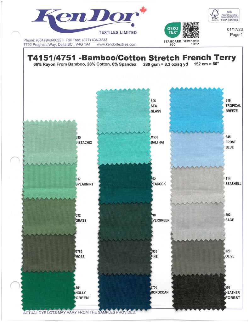 T4151 - Bamboo/Cotton Stretch French Terry