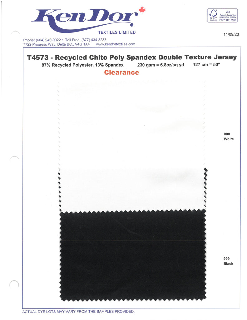 T4573 - Recycled Chito Poly Spandex Double Texture Jersey (Clearance)