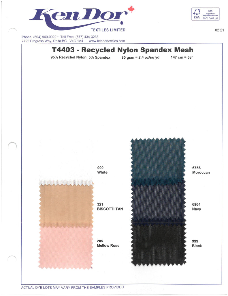 T4403 - Recycled Nylon Spandex Mesh