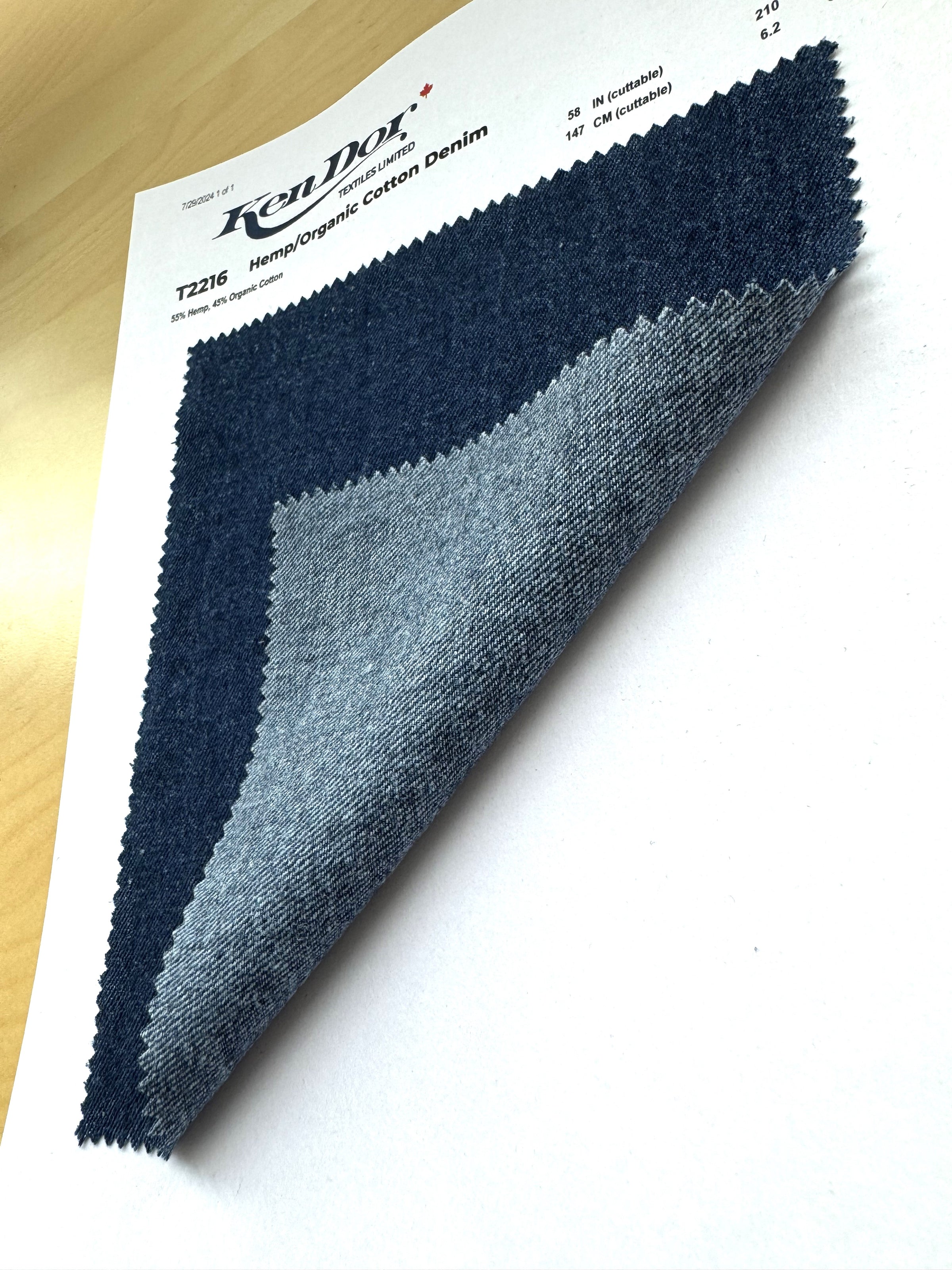 T2216 - Hemp/Organic Cotton Denim | KenDor Textiles