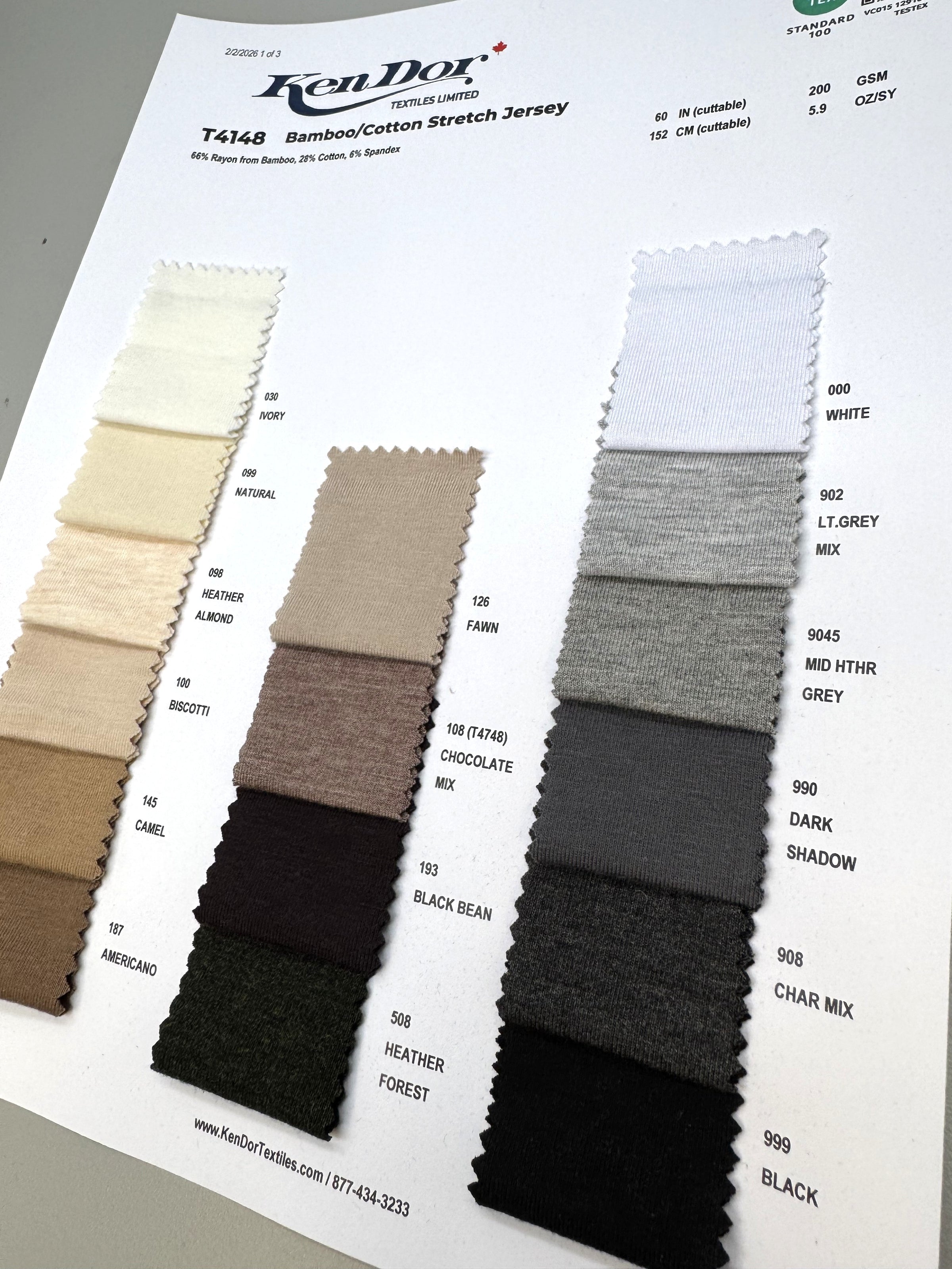T4148/T4748 - Bamboo/Cotton Stretch Jersey | KenDor Textiles