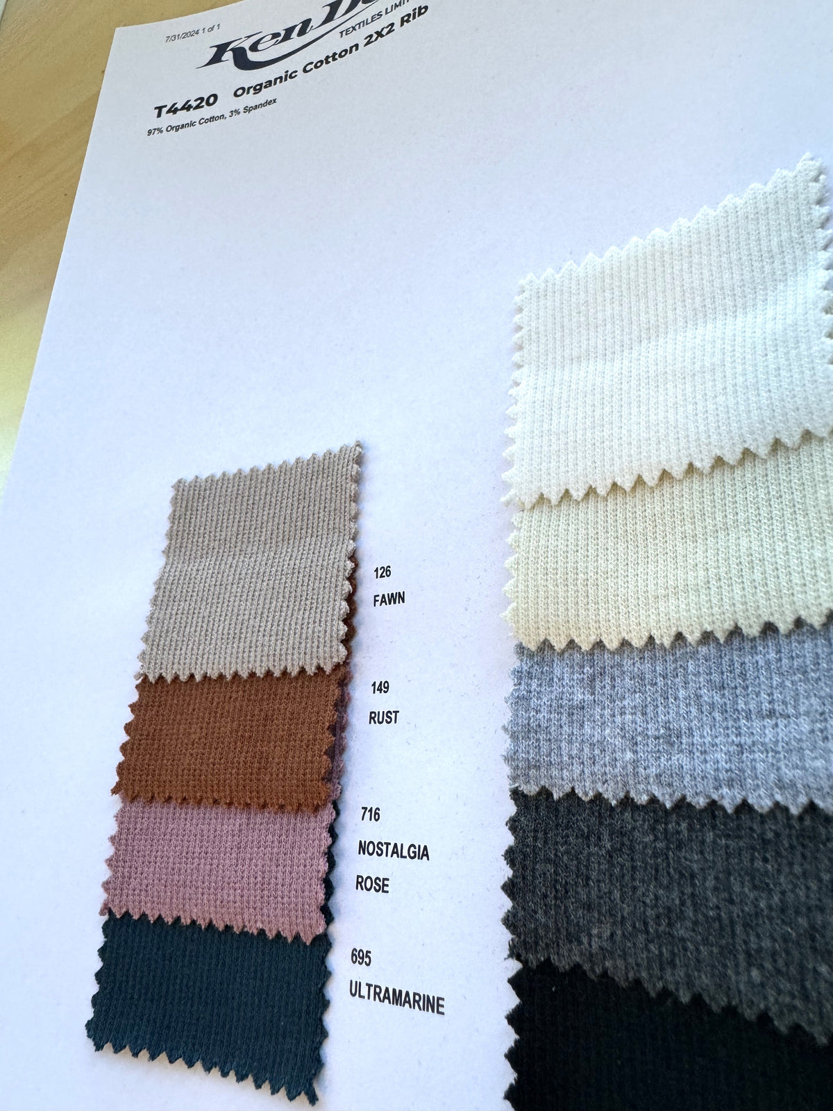 T4420 - Organic Cotton 2x2 Rib | KenDor Textiles