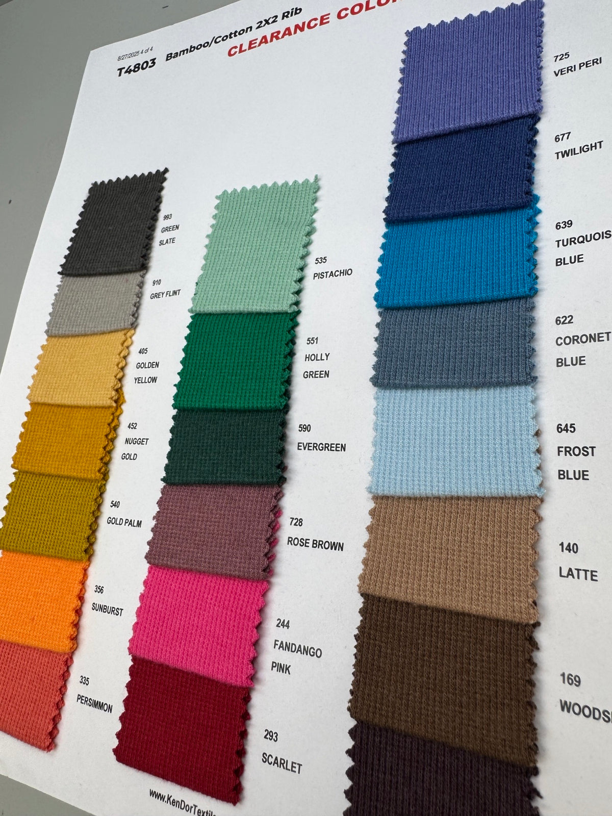 T4803 - Bamboo/Cotton 2X2 Rib (Clearance) | KenDor Textiles