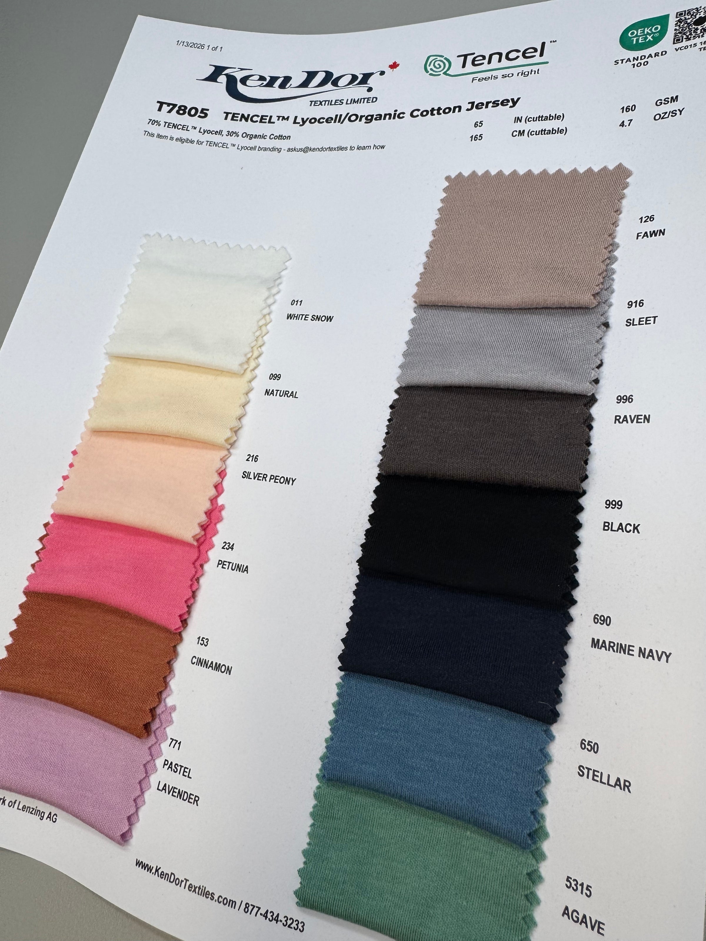cotton T7805 - TENCEL™ Lyocell/Organic Cotton Jersey | KenDor Textiles