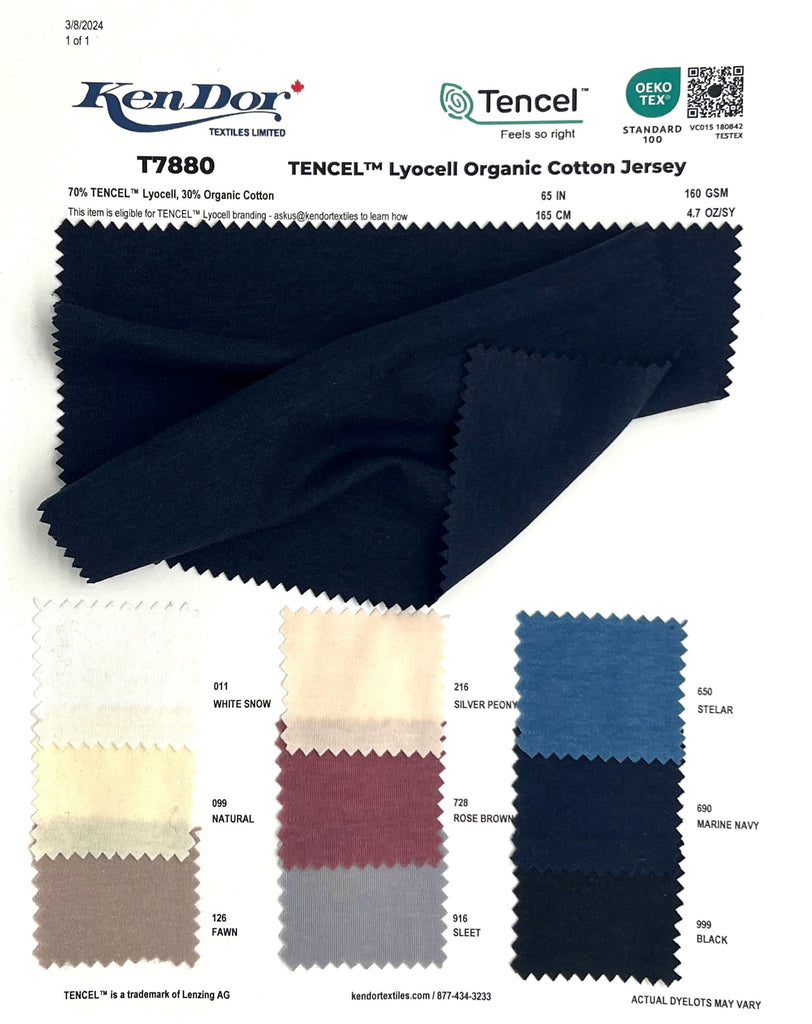 T7880 - Jersey de algodón orgánico Lyocell TENCEL™