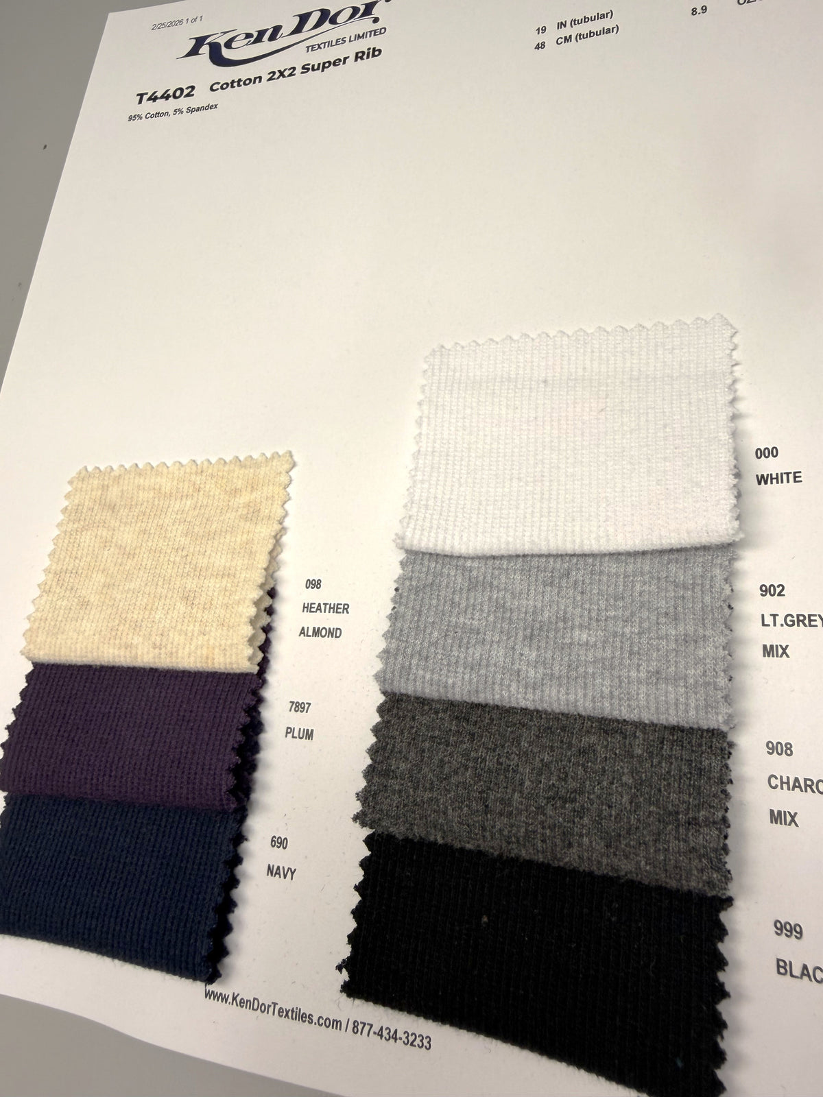 T4402 - Cotton 2X2 Super Rib | KenDor Textiles