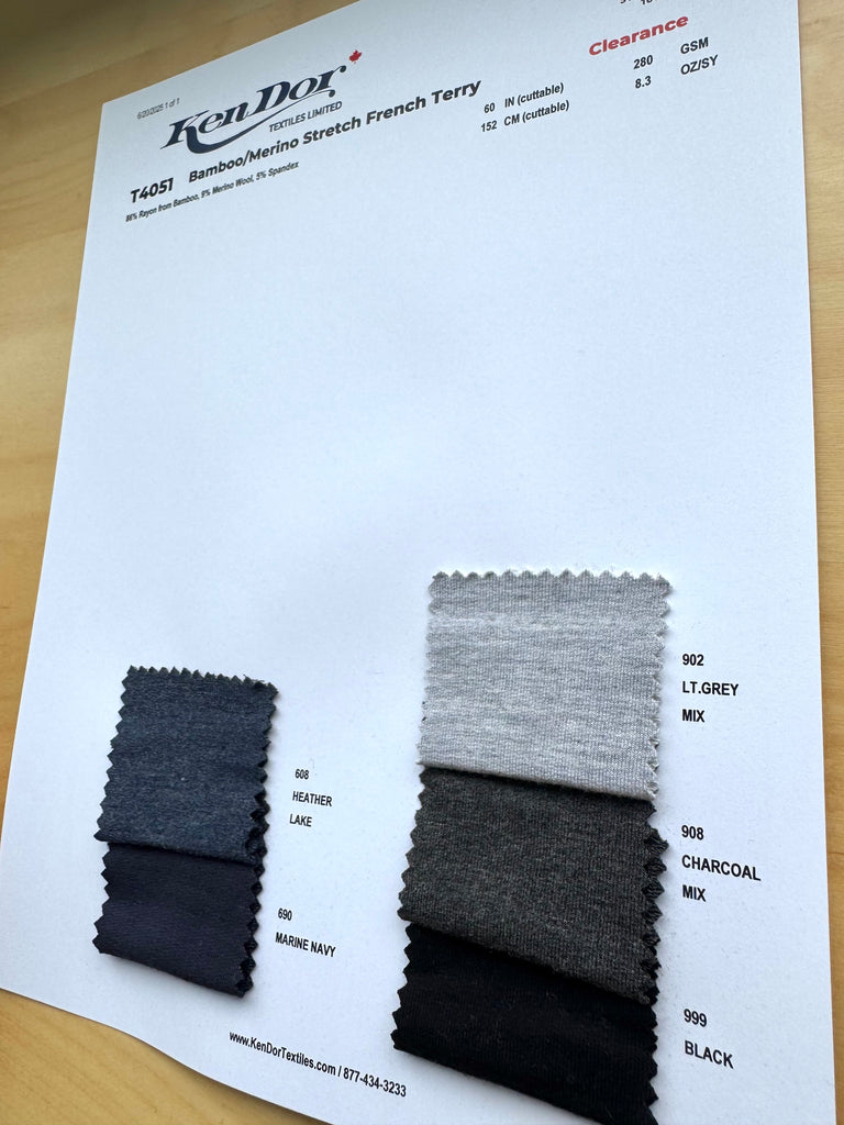 T4051 - Bamboo/Merino Stretch French Terry (Clearance)