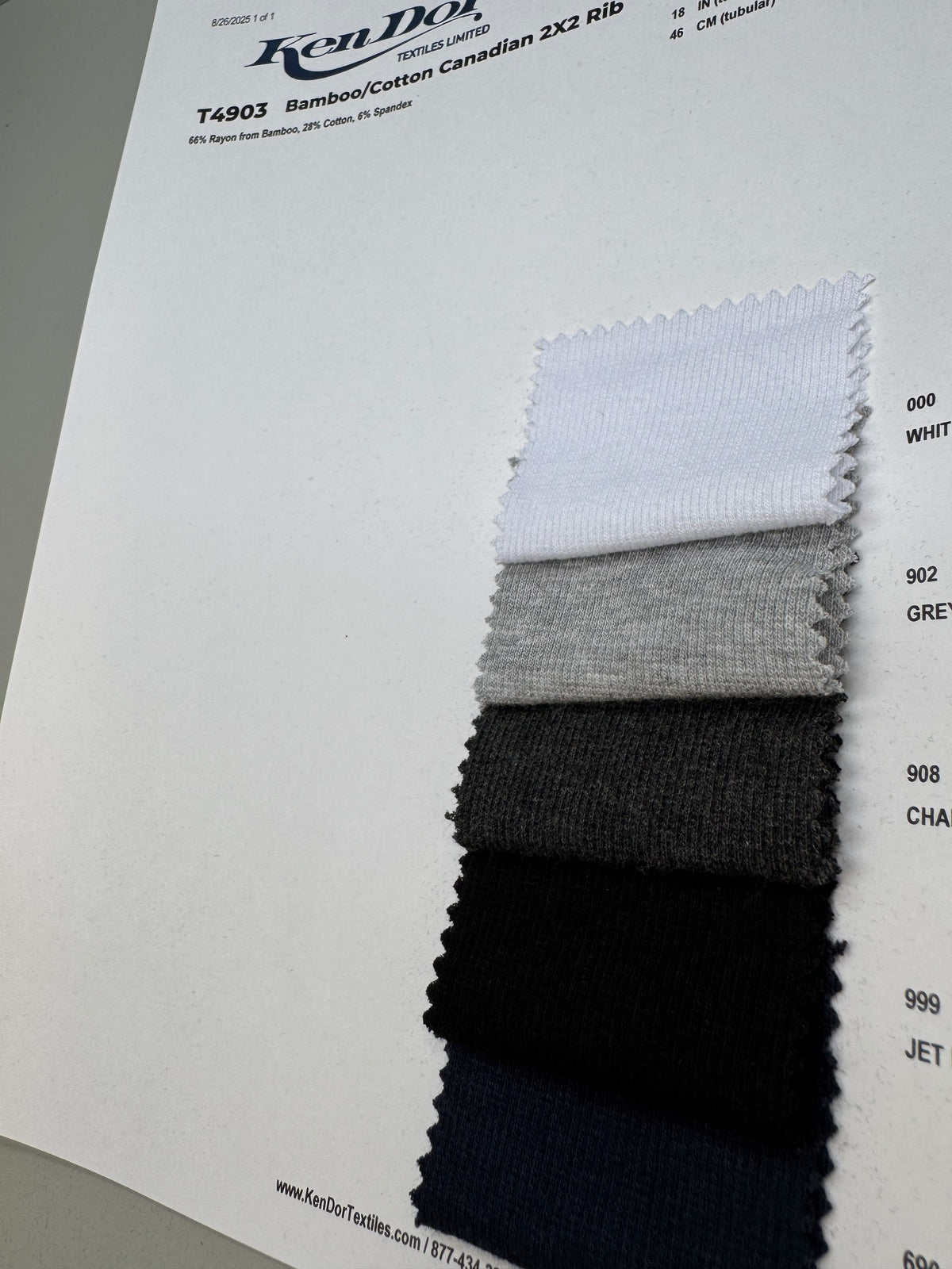 T4903 - Bamboo/Cotton Canadian 2X2 Rib | KenDor Textiles