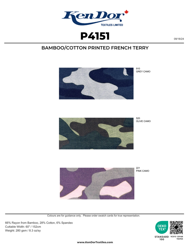 P4151 - French Terry Stretch en Coton Bambou - Imprimé