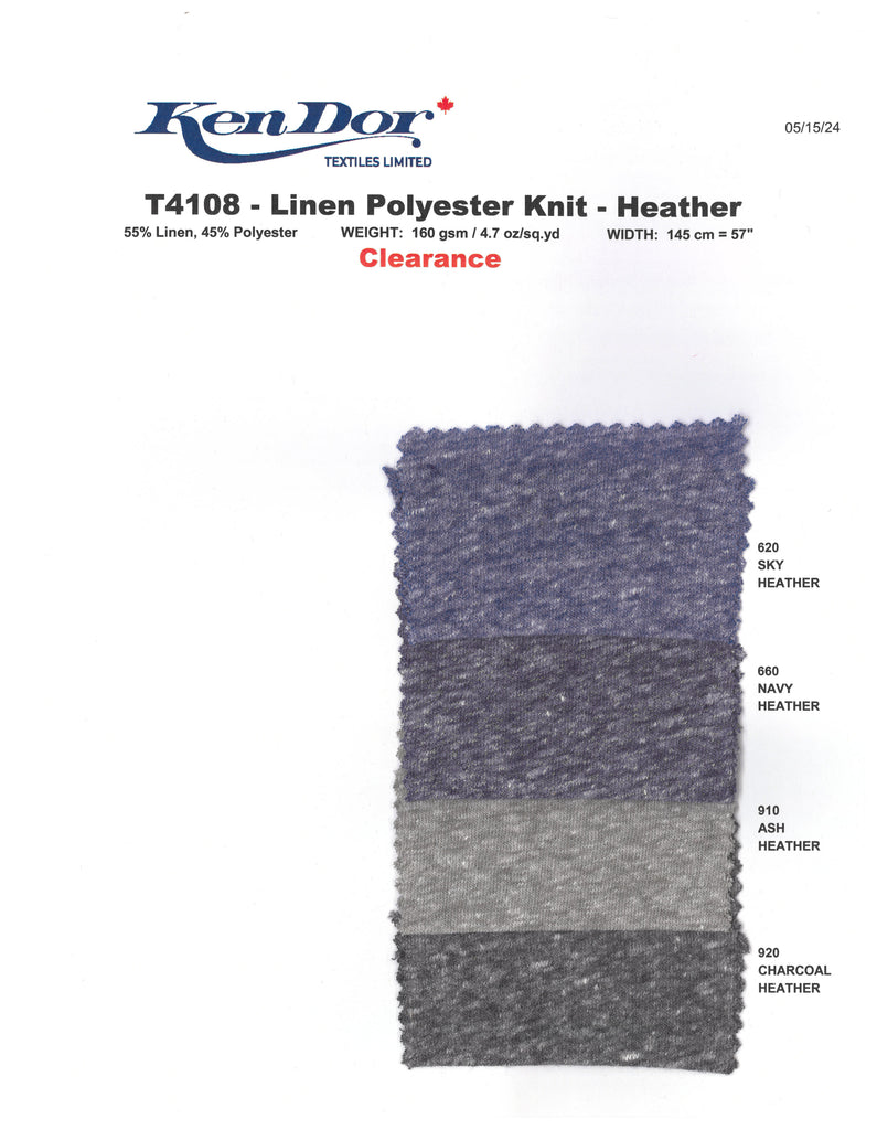 T4108 - Jersey de lino y poliéster - Heather (liquidación)