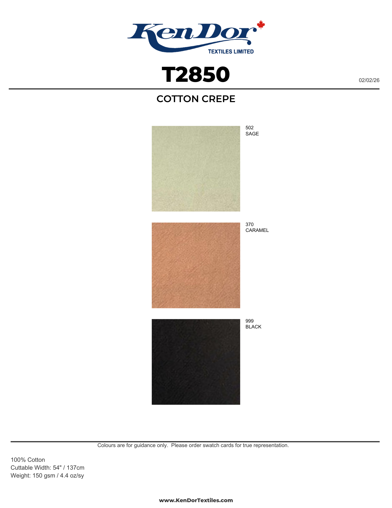 KOTOKOいろ T2850 - Cotton Crepe | KenDor Textiles