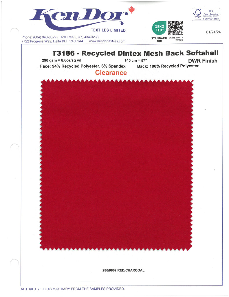 T3185/T3186 - Recycled Dintex Mesh Back Softshell (Repreve®)(Clearance)