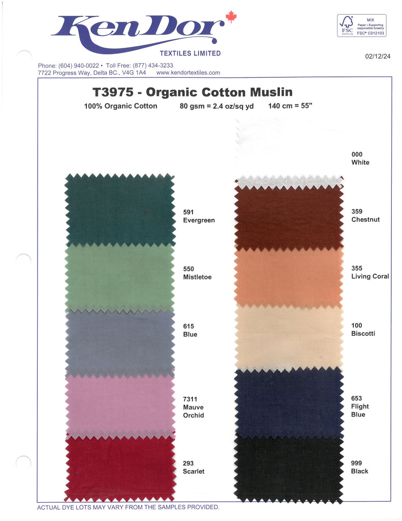 T3975 - Mousseline de coton biologique