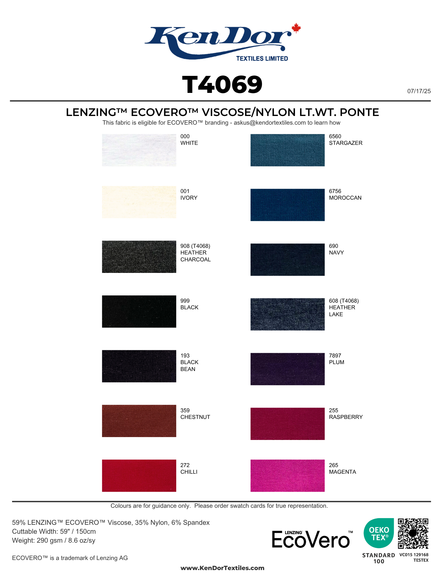 T4068/T4069 - LENZING™ ECOVERO™ Viscose/Nylon Lt.Wt. Ponte