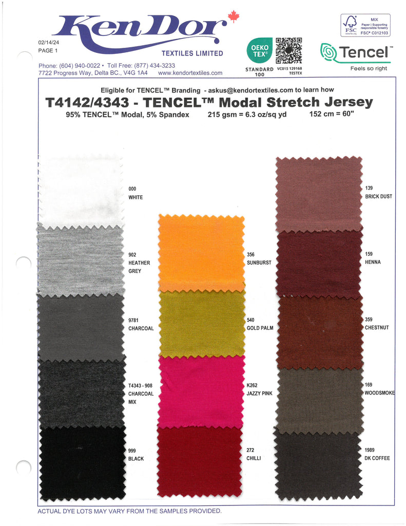 T4142/T4343 - Jersey extensible en modal TENCEL™