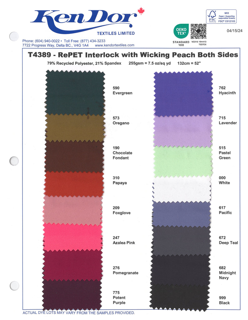 T4389 - RePET Interlock with Wicking Peach Both Sides