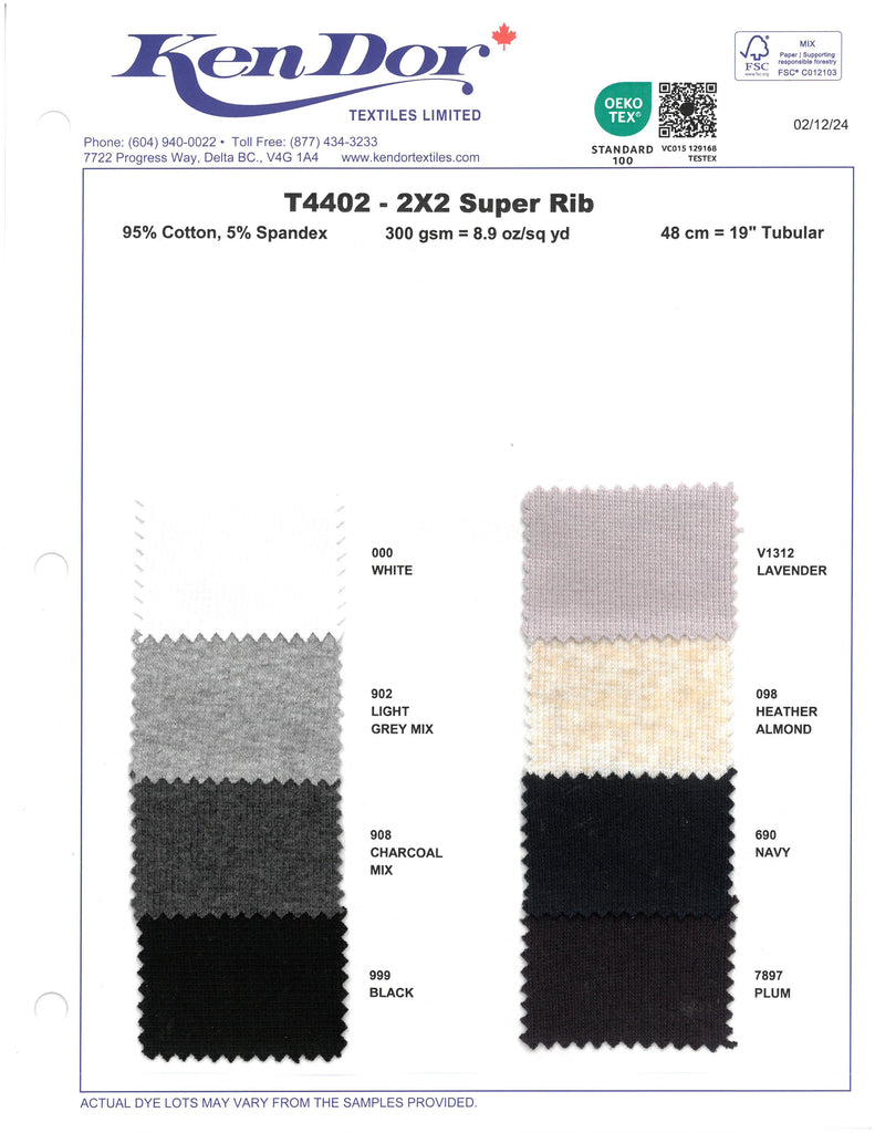 T4402 - Cotton 2X2 Super Rib