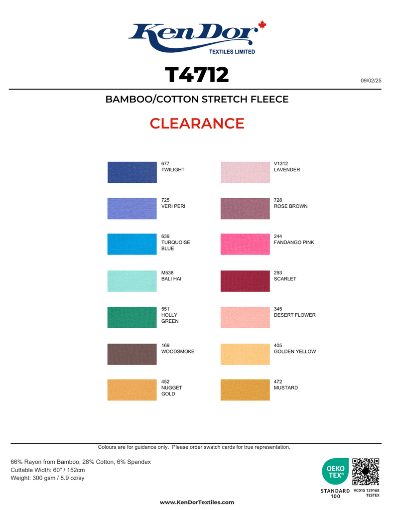 T4712 - Bamboo/Cotton Stretch Fleece