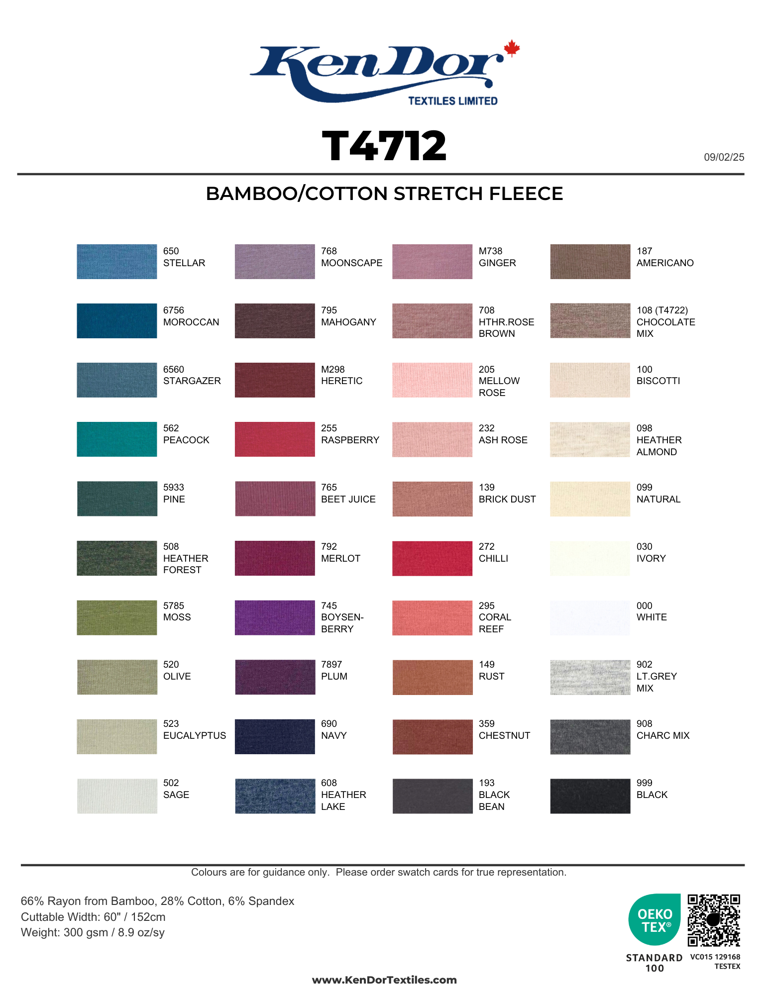 T4712 - Bamboo/Cotton Stretch Fleece | KenDor Textiles