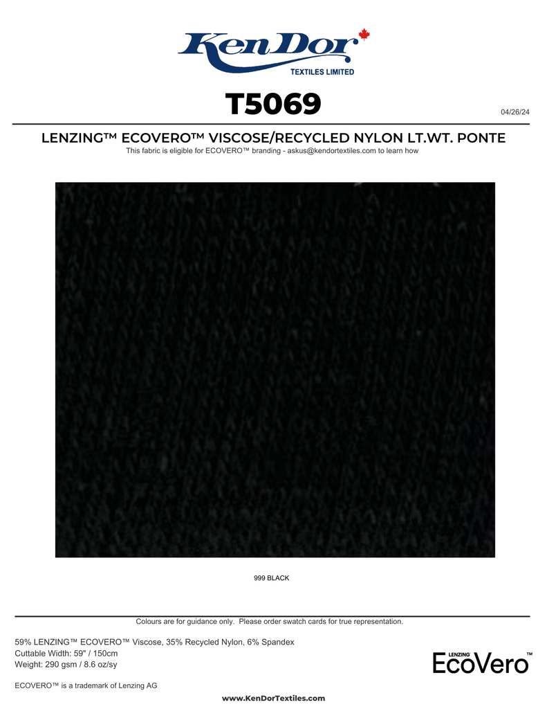 T5069 - LENZING™ ECOVERO™ Viscose/Recycled Nylon LT.WT. Ponte