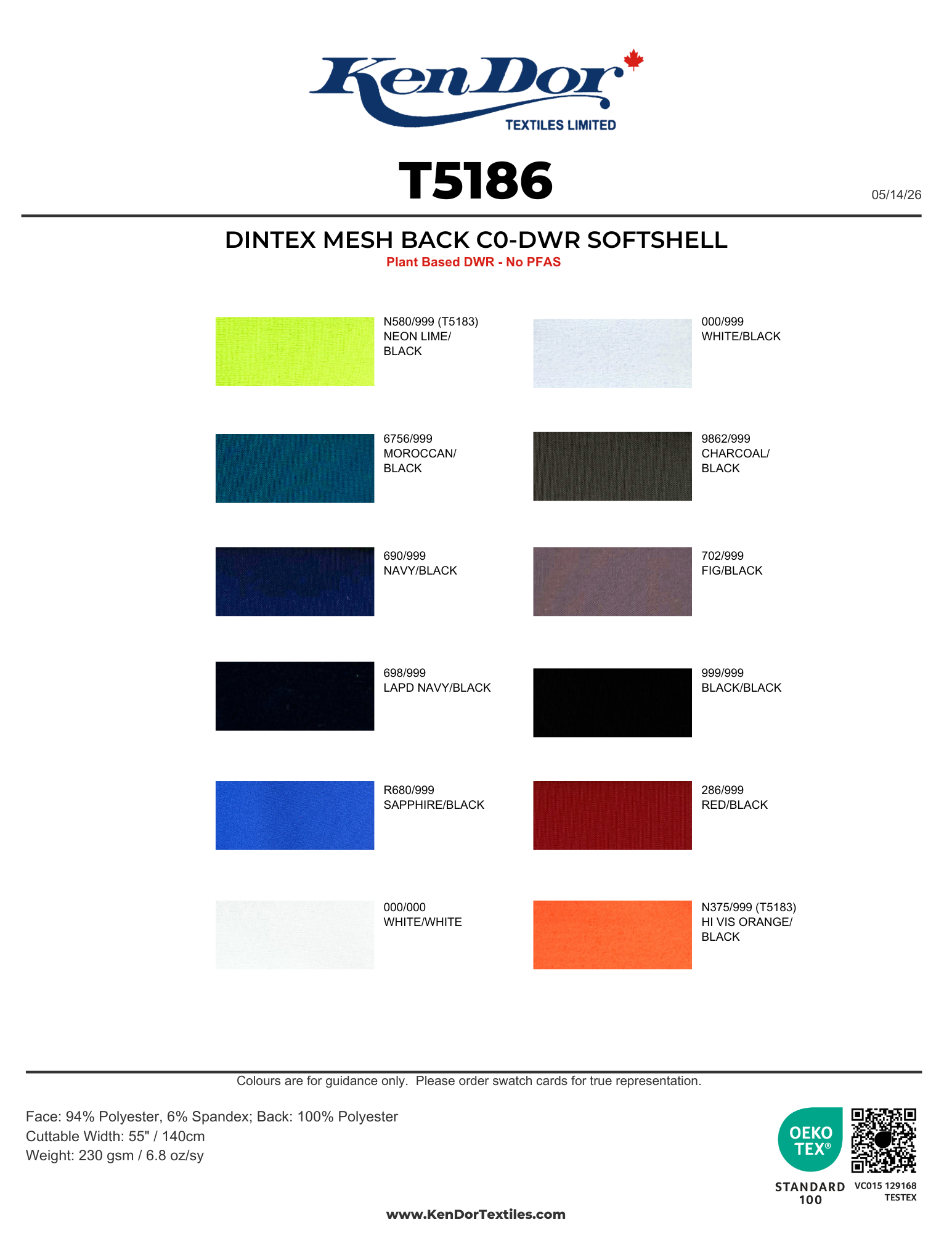 T5186 - Dintex Mesh Back C0-DWR Softshell | KenDor Textiles
