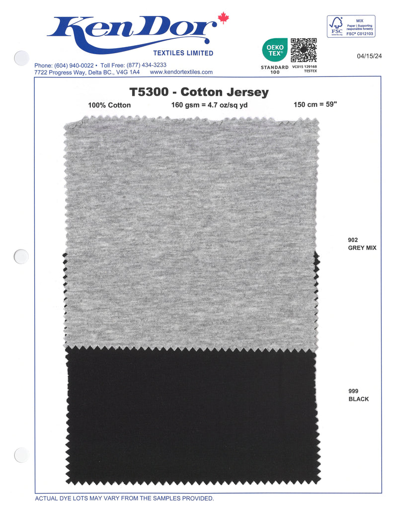 T5300 - 100% Cotton Jersey