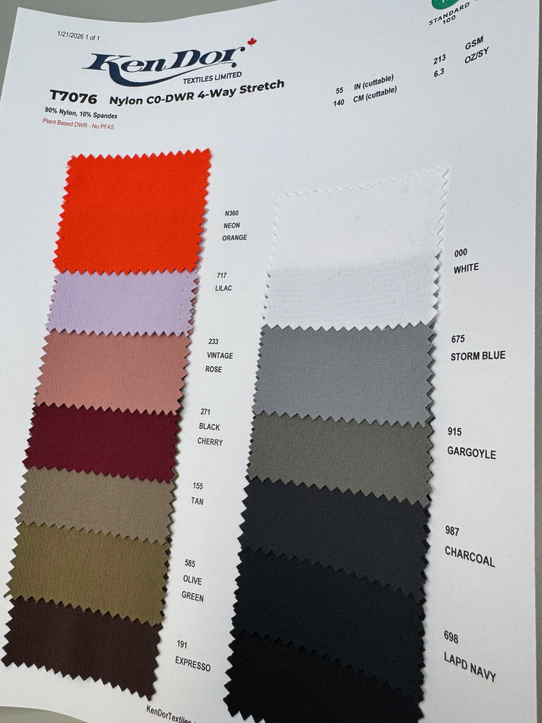 order　FABRIC ⑥ T7076 - Nylon C0-DWR 4-Way Stretch | KenDor Textiles