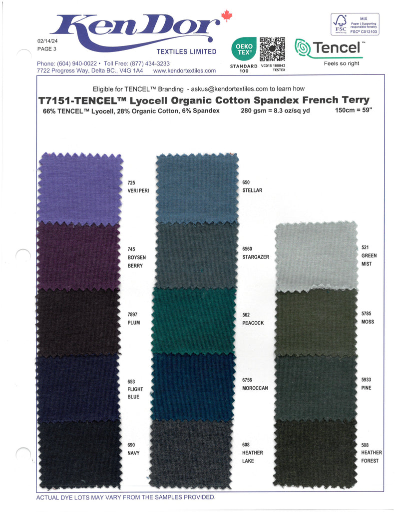 T7151 - French Terry en coton biologique et élasthanne TENCEL™ Lyocell