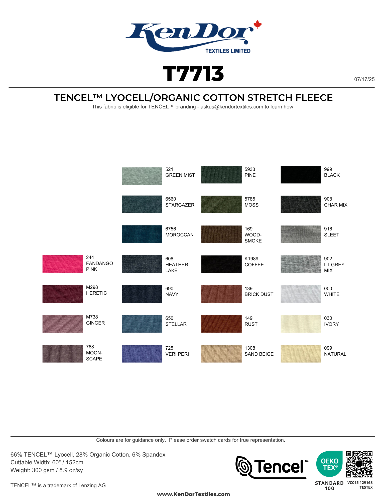 T7713 - TENCEL™ Lyocell/Organic Cotton Stretch Fleece | KenDor
