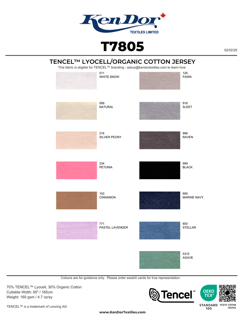 T7805 - TENCEL™ Lyocell/Organic Cotton Jersey | KenDor Textiles