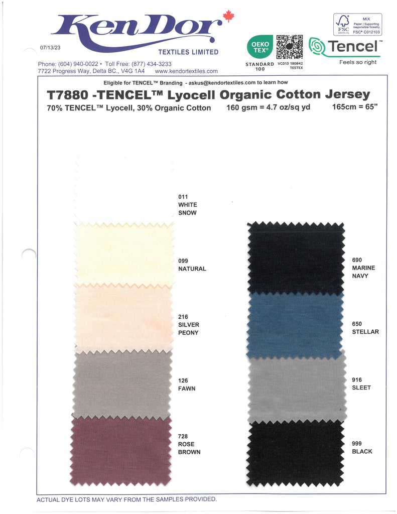 T7880 - TENCEL™ Lyocell/Organic Cotton Jersey