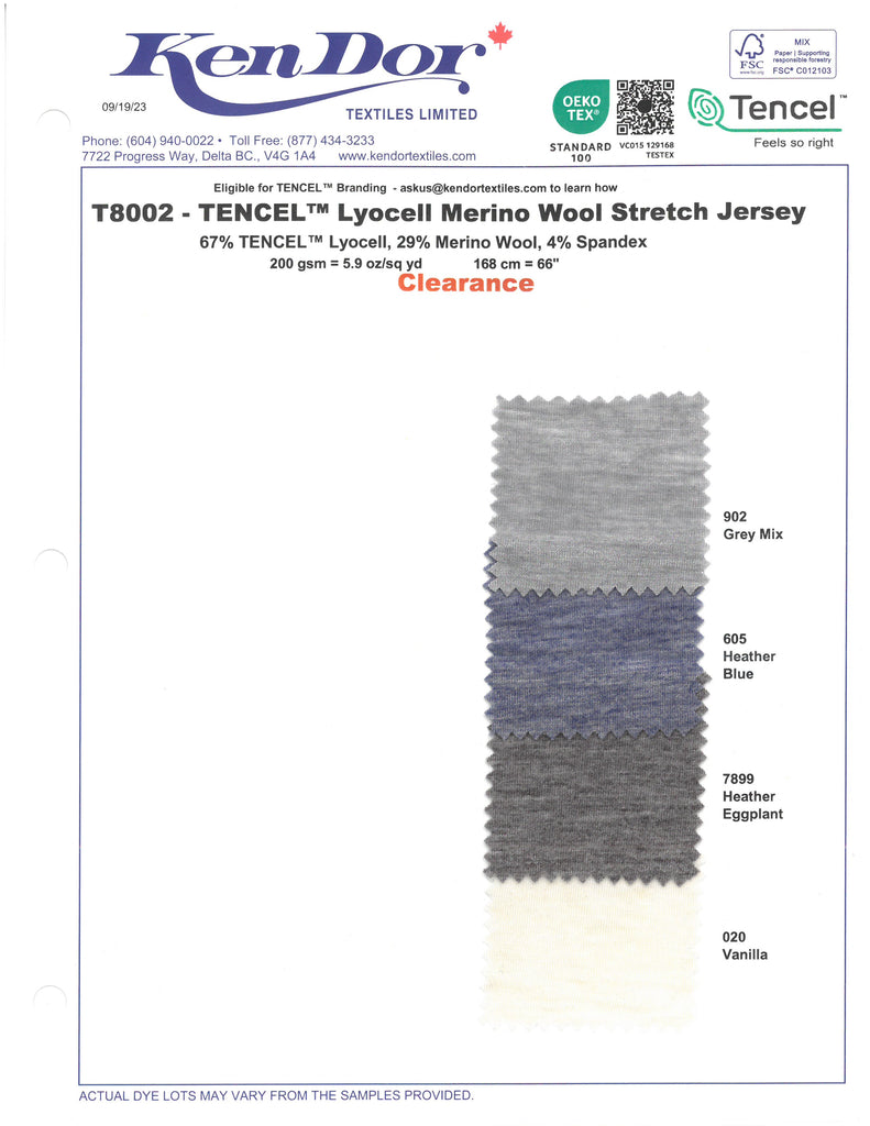 T8002 - Jersey extensible en laine mérinos TENCEL™ Lyocell (liquidation)