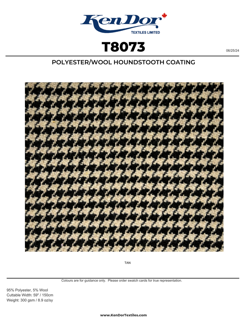 T8073 - Polyester/Wool Houndstooth Coating