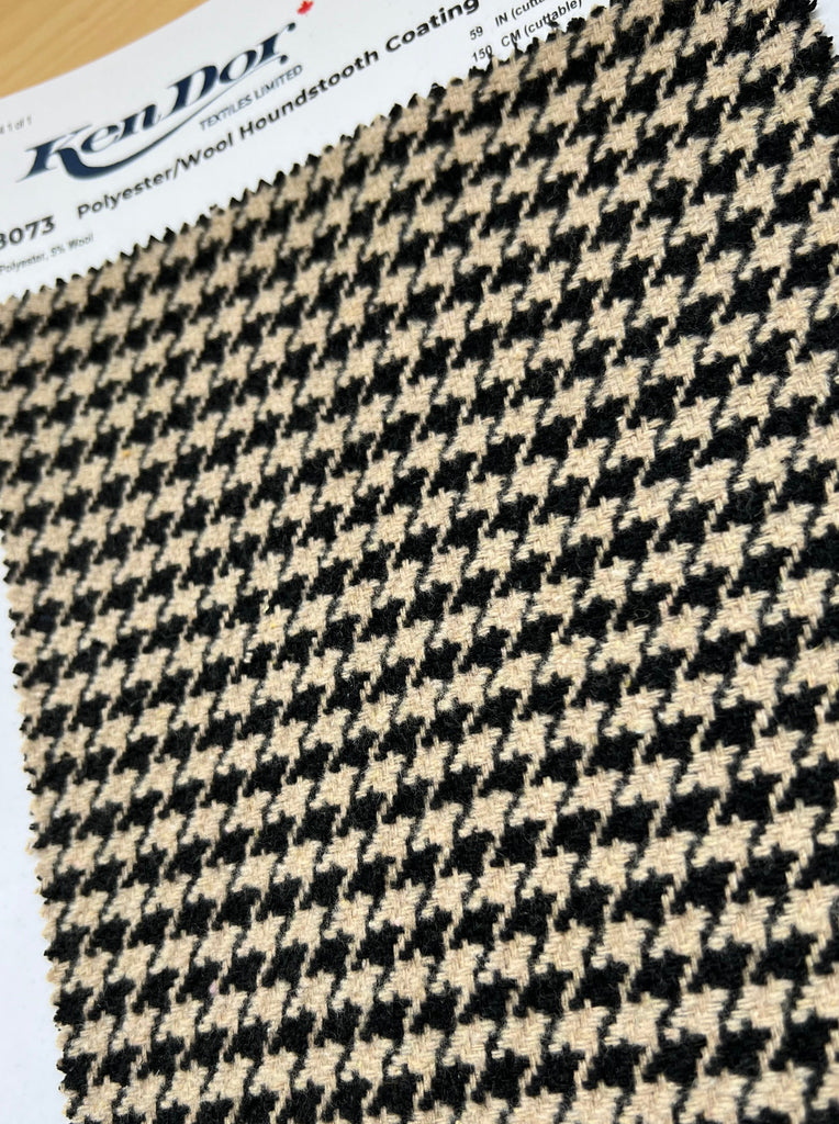 T8073 - Polyester/Wool Houndstooth Coating