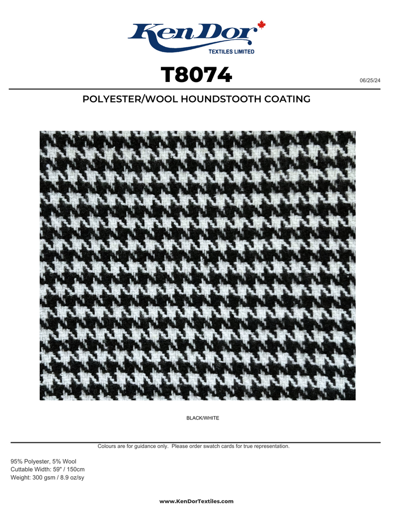 T8074 - Polyester/Wool Houndstooth Coating