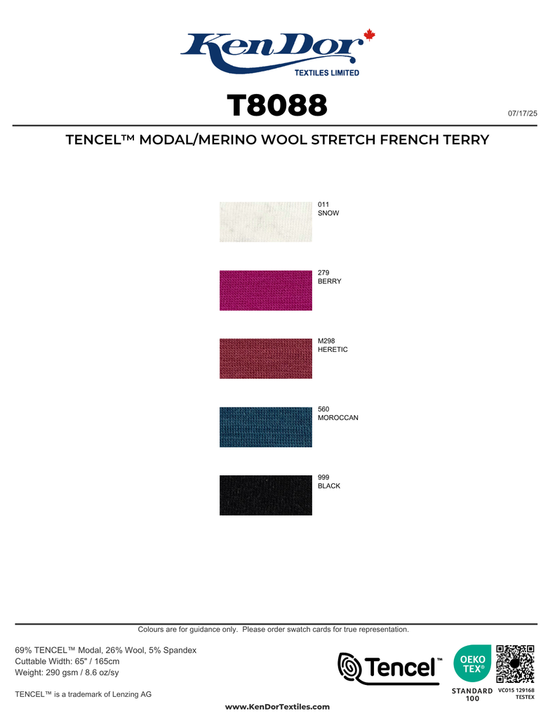 T8088 - Tencel™ Modal/Merino Wool Stretch French Terry