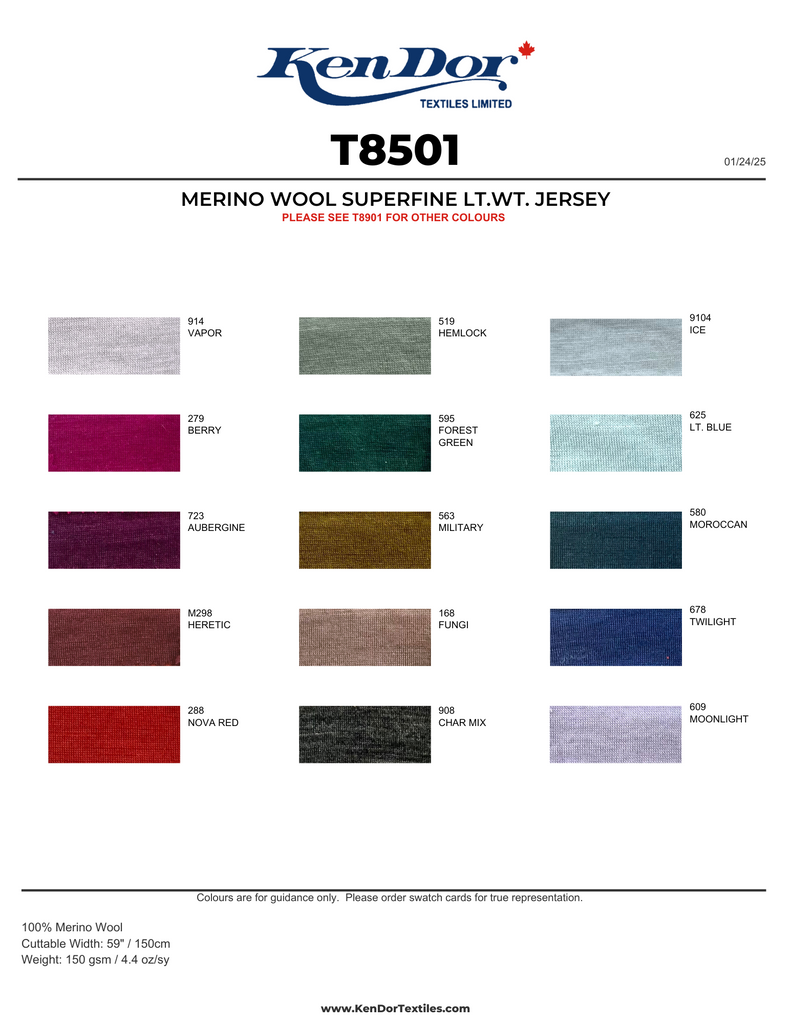 T8501 - Merino Wool Superfine Lt.Wt. Jersey