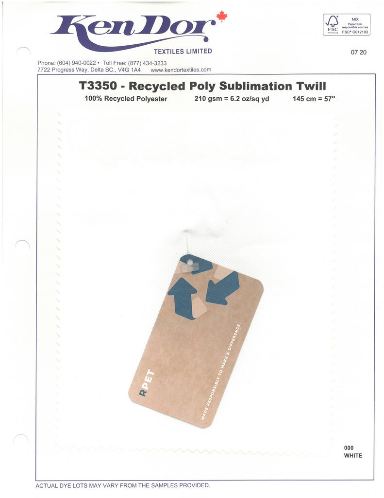 T3350 - Recycled Poly Sublimation Twill
