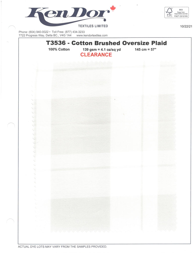 T3536 - Cuadros extragrandes de algodón cepillado (Liquidación)