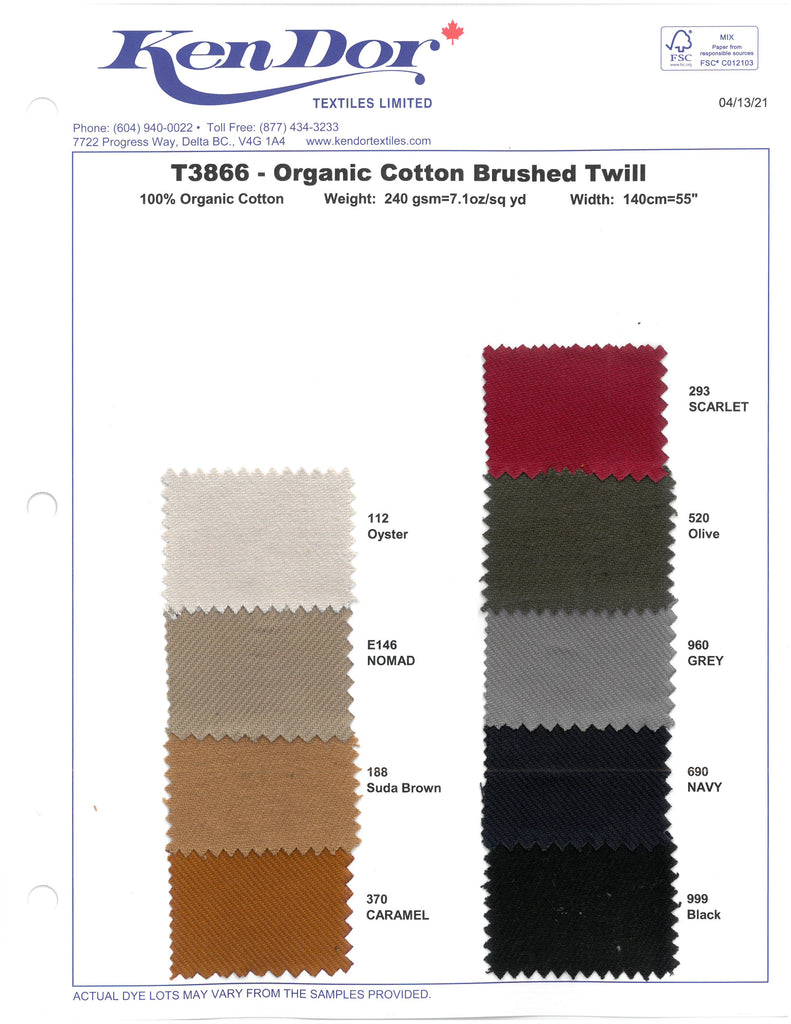 T3866 - Organic Cotton Brushed Twill