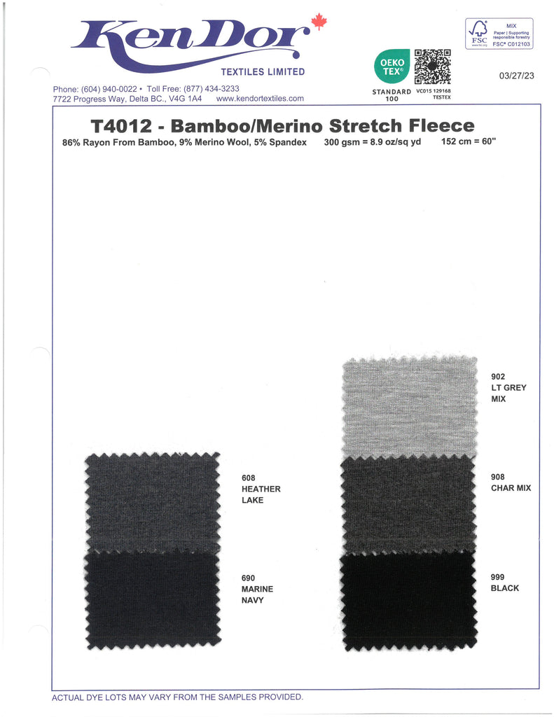 T4012 - Bamboo/Merino Stretch Fleece