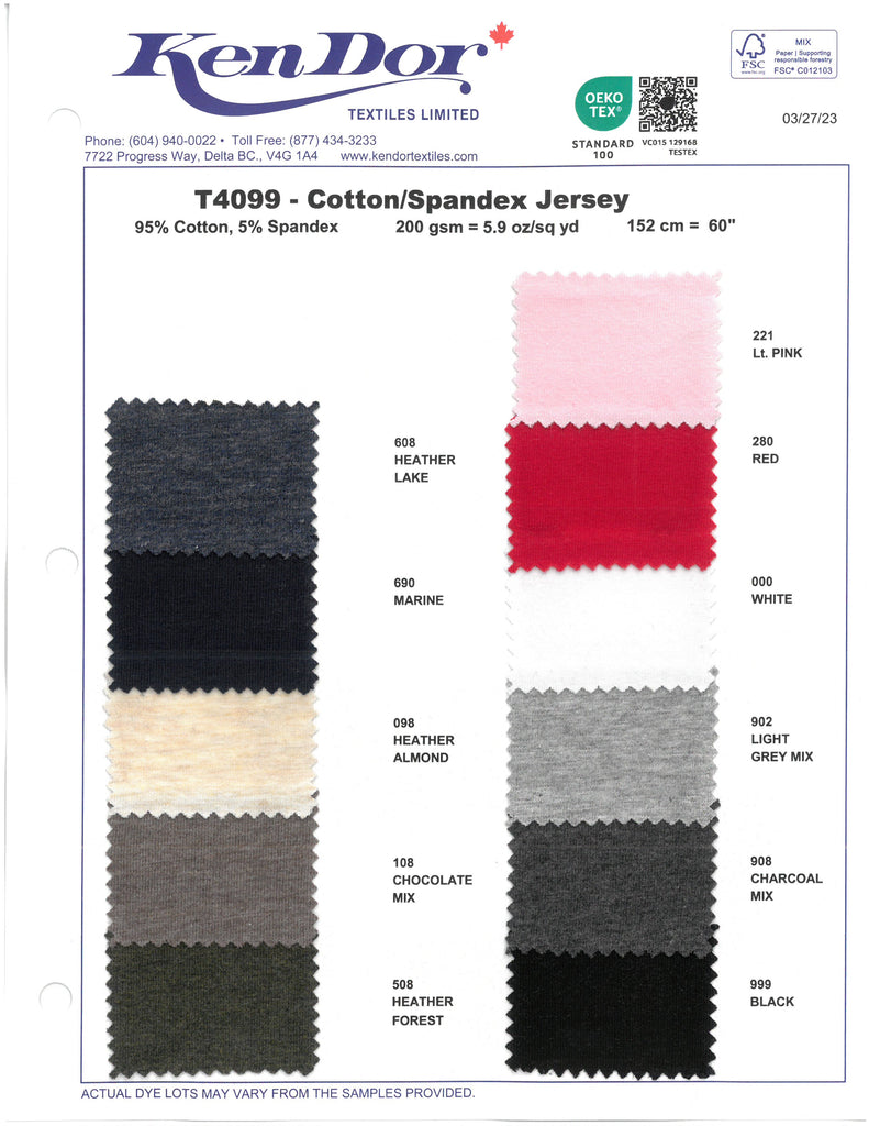 T4099 - Cotton/Spandex Jersey