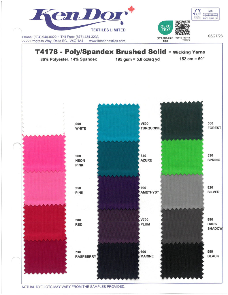 T4178 - Poly/Spandex Brossé - Solides