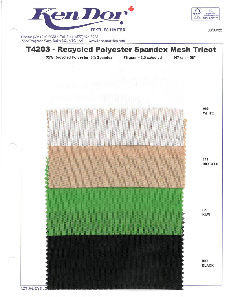 T4203 - Recycled Polyester Spandex Mesh Tricot