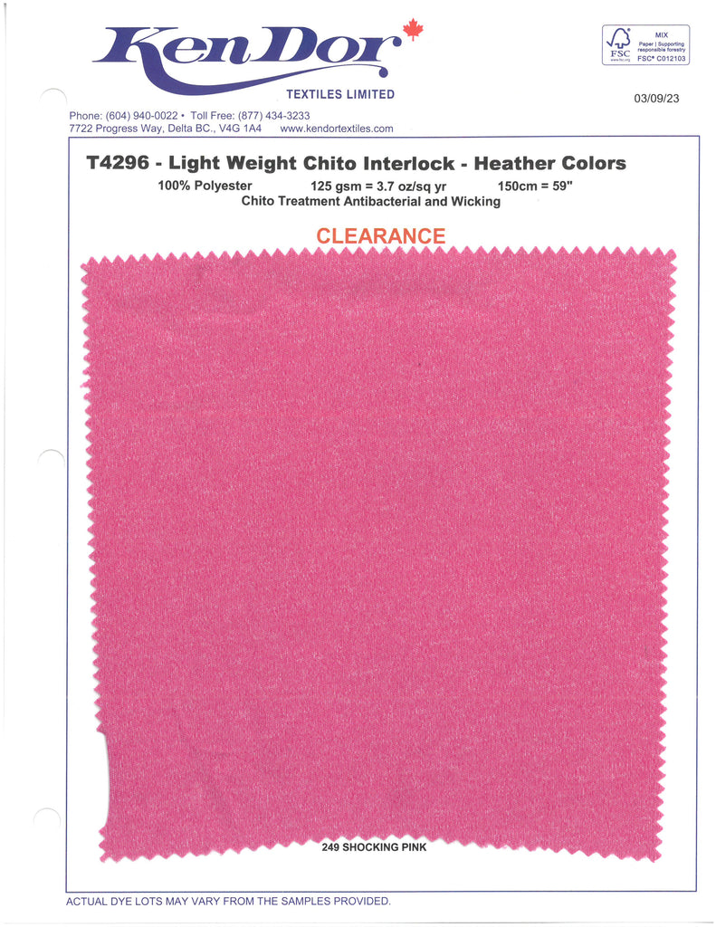 T4296 - Light Weight Chito Interlock - Heather (Clearance)