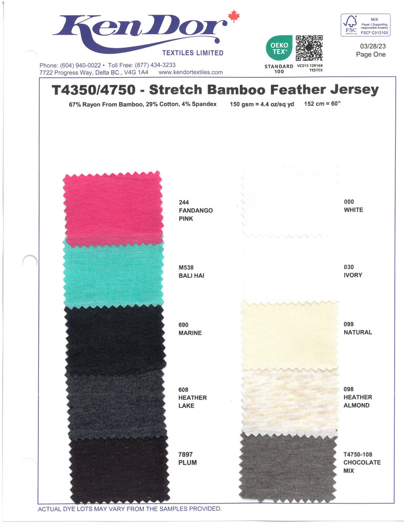T4350/T4750 - Stretch Bamboo Feather Jersey