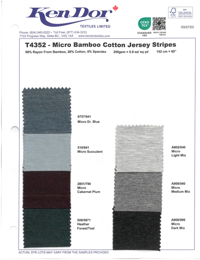 T4352 - Micro Bamboo Cotton Jersey Stripes