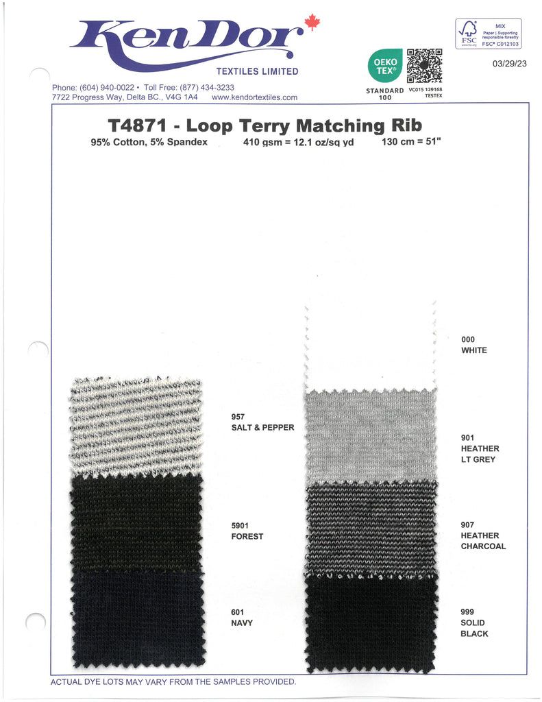 T4871 - Côtelé assorti Loop Terry