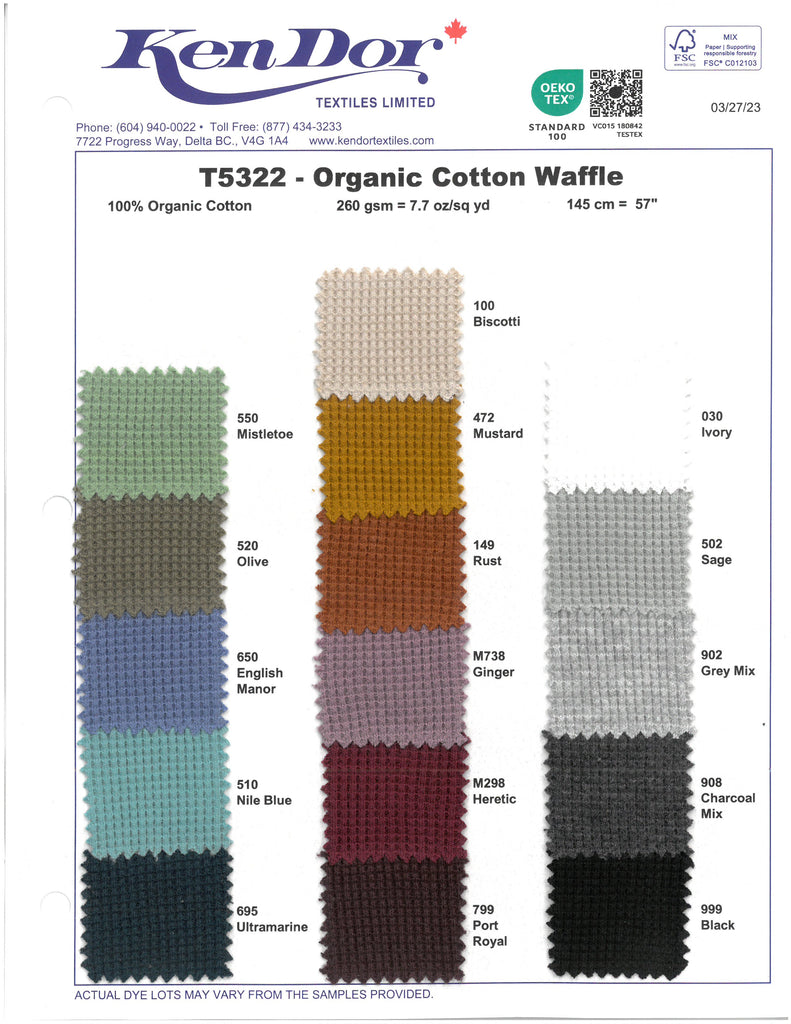 T5322 - Gaufre en coton biologique