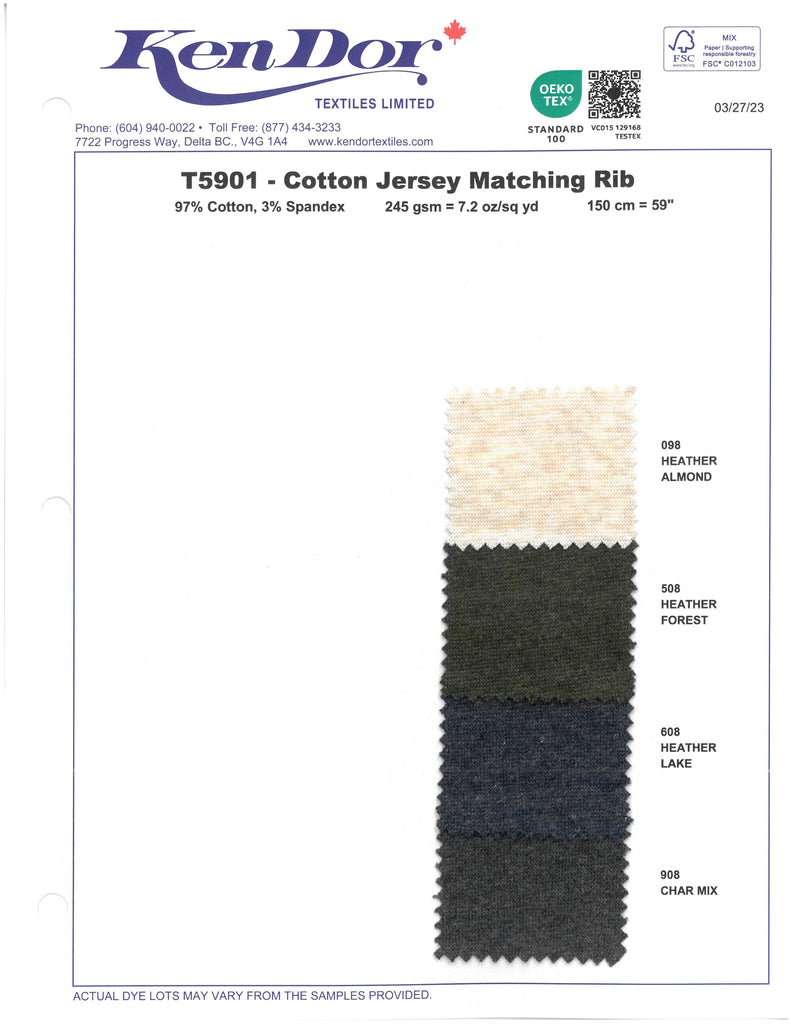 T5901 - Jersey de coton côtelé assorti